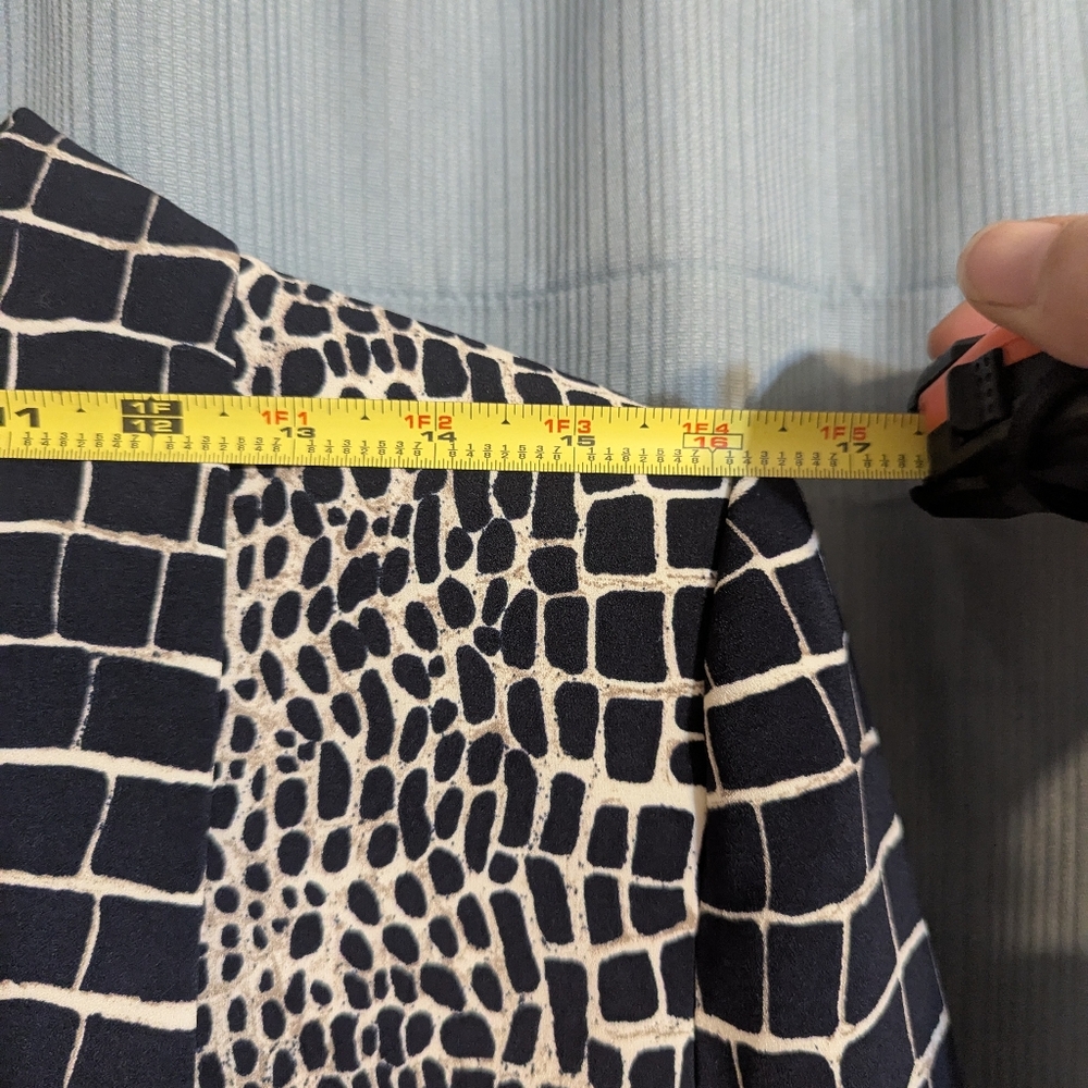 Navy White Croc Pattern Blazer Jacket - image 5